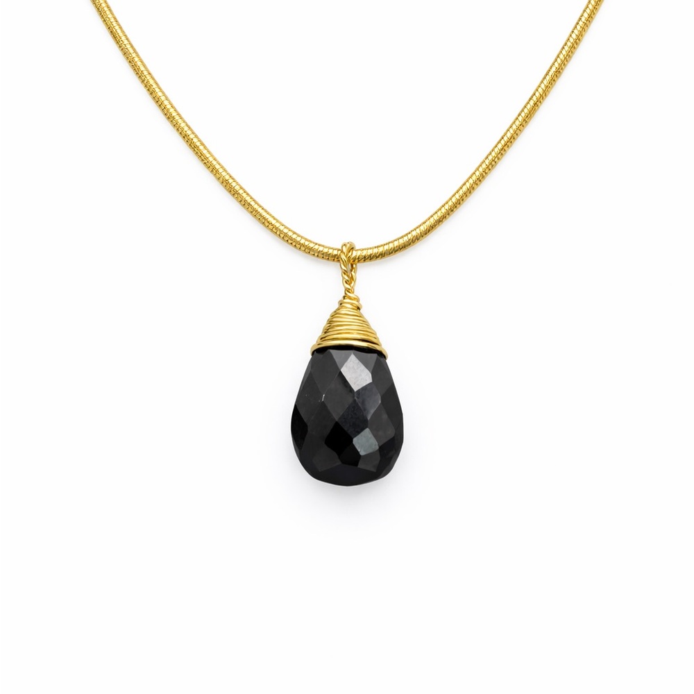 N9150 Black Onyx Snake Chain Necklace
